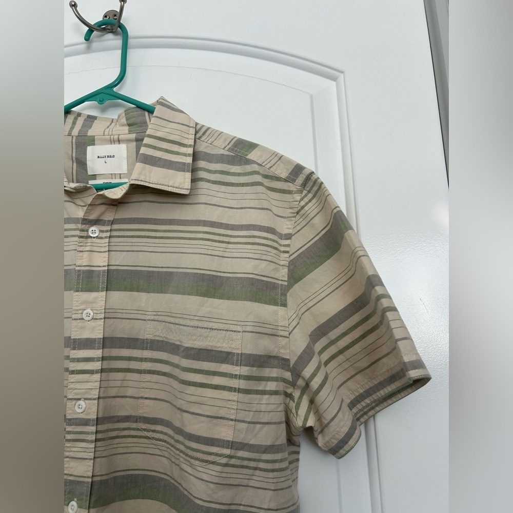 Billy Reid Treme 100% Cotton Button Up Short Sleeve Shirt Size L preppy classic - Picture 6 of 10